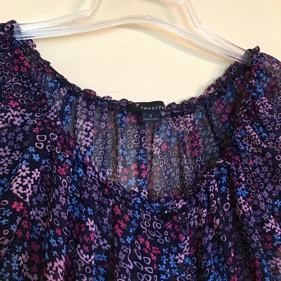 Forever Twenty-one Chiffon Short Sleeve Blouse S - Picture 6 of 12